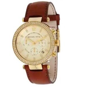 Michael Kors Parker Gold & Brown Leather Watch